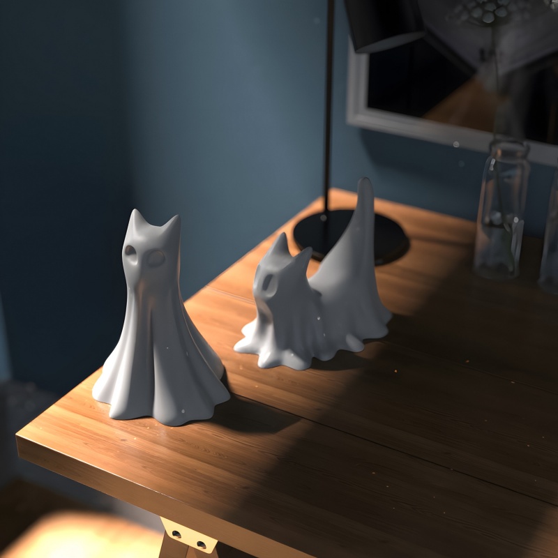 Ghost Cat Halloween Desktop Or - Candle Making Tutorial 评论和价格
