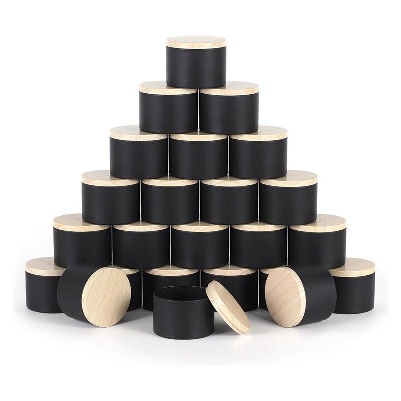 24 Pack 4 Oz Black Candle Tins - Candle Making Jars With Lids 评论和价格